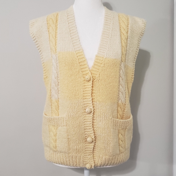 JH Collectibles Sweaters - VTG JH Collectibles Womans Mohair Alpaca Blend Sweater Vest MED Cableknit Yellow